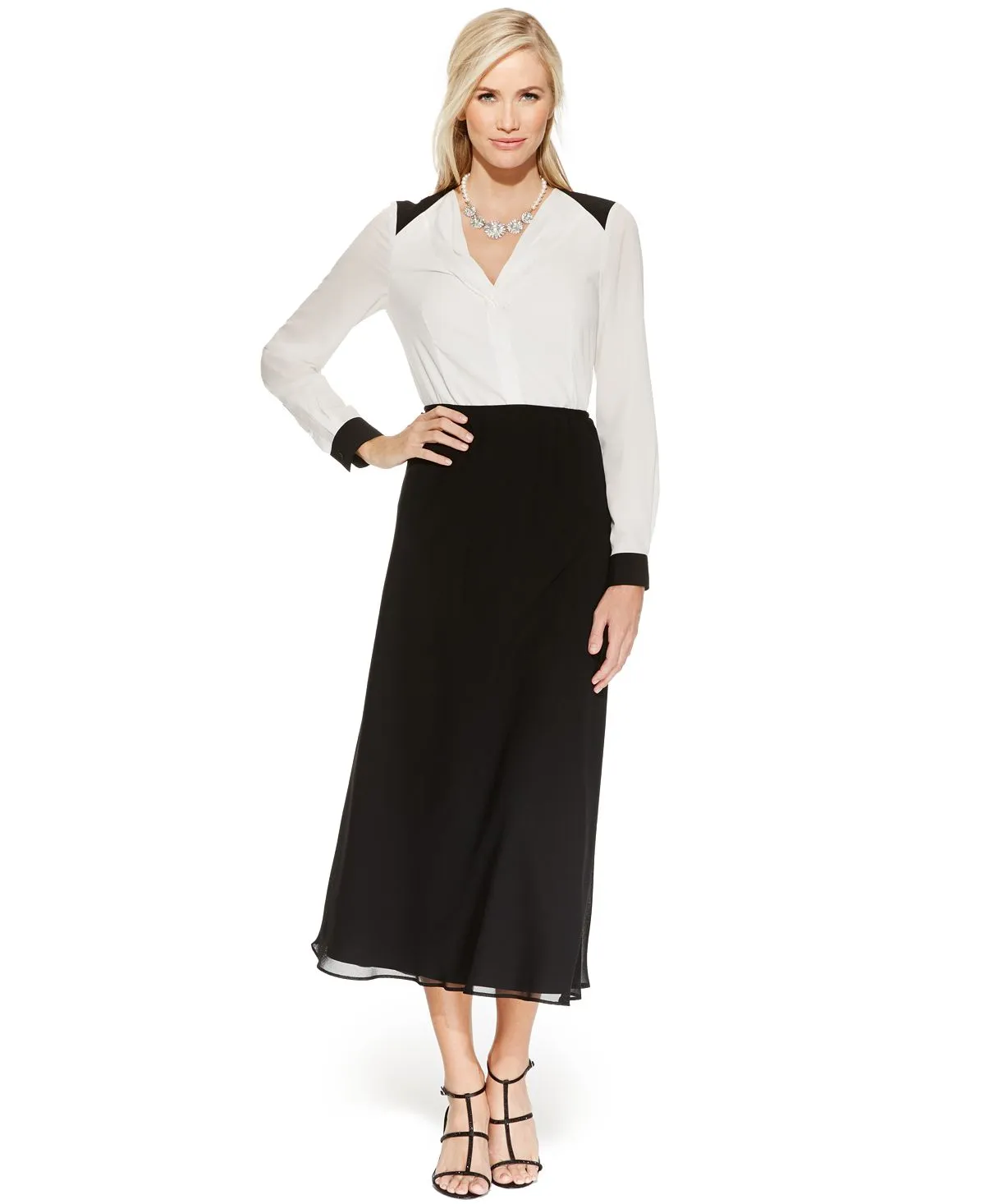 A-line midi skirt MSK, black