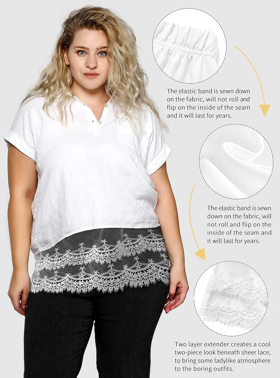 Ababalaya Unisex Cotton Skirt Shirt Extender Half Slip for Sweatshirts Leggings