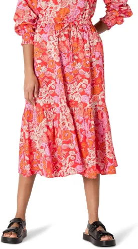 Amazon Essentials Women's Mid-Rise A-line Cotton Sateen Tiered Midi Skirt (Top Sold Separately)