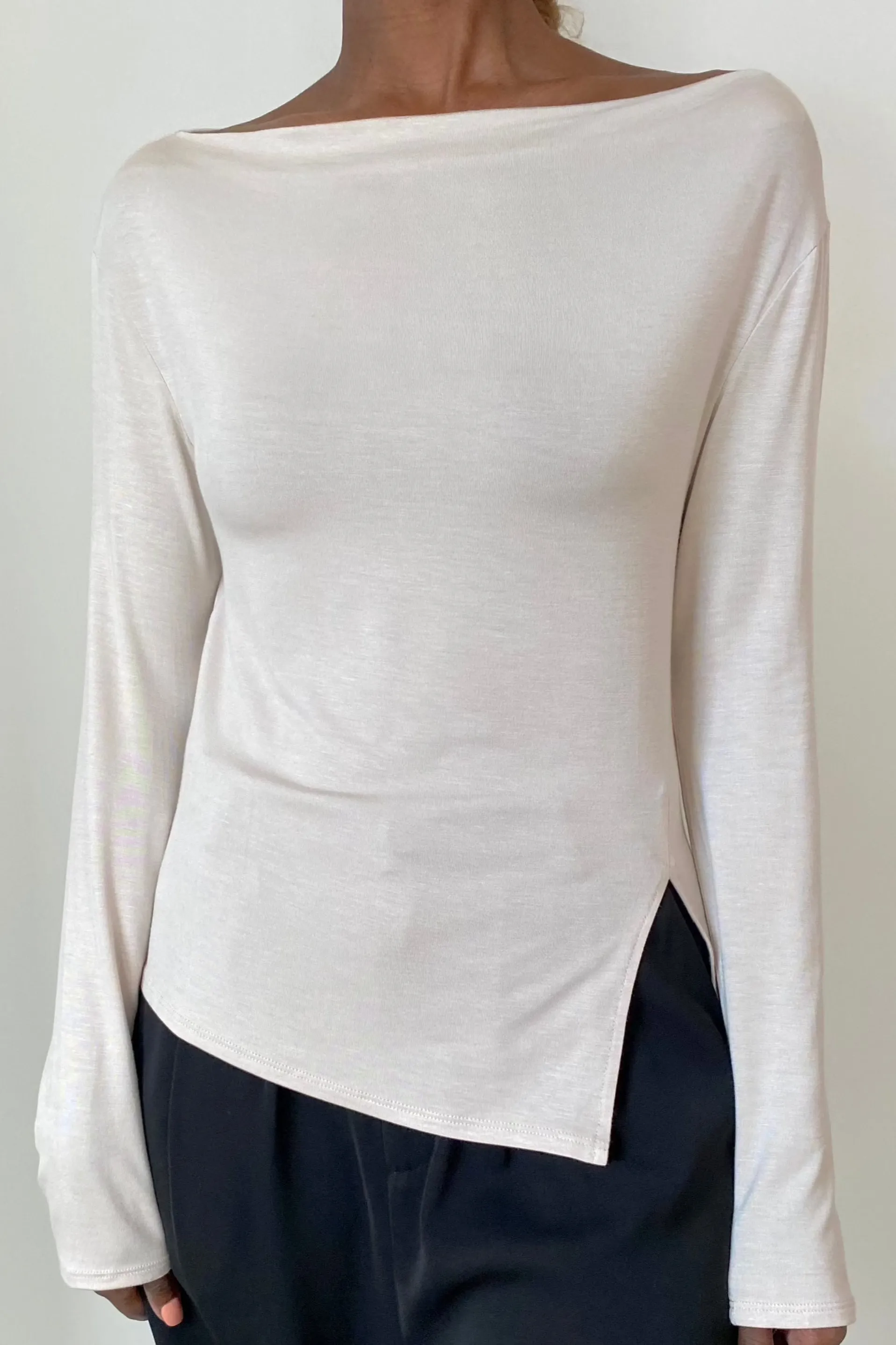 Bamboo slit boat neck - Dusk