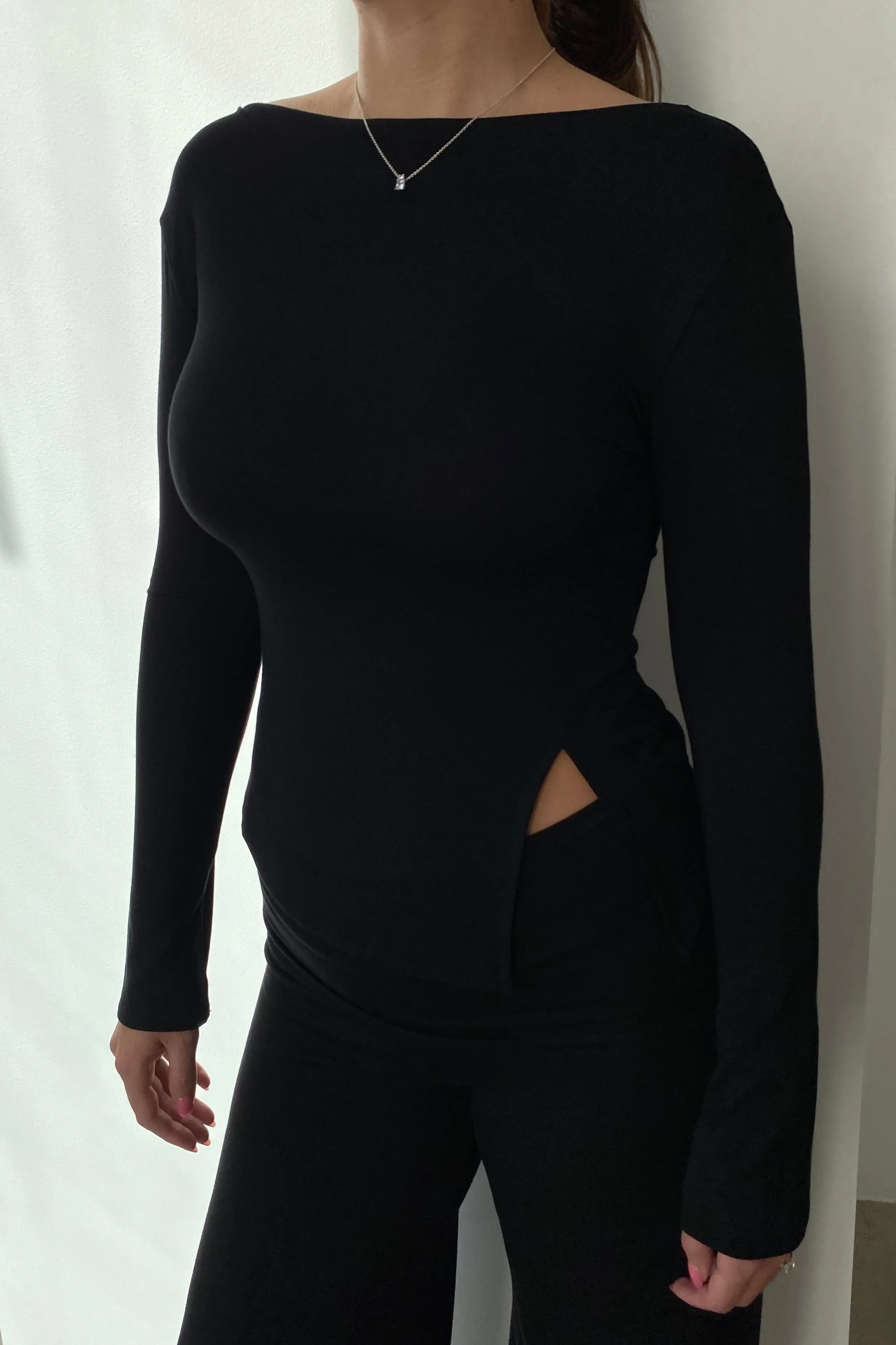 Bamboo slit boat neck - Dusk