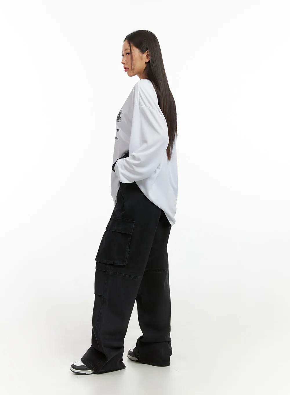 Basic Cargo Wide-Leg Pants IS402