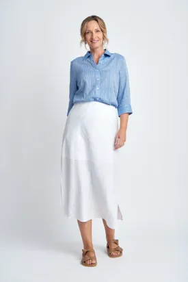 Bias Cut Linen Skirt White
