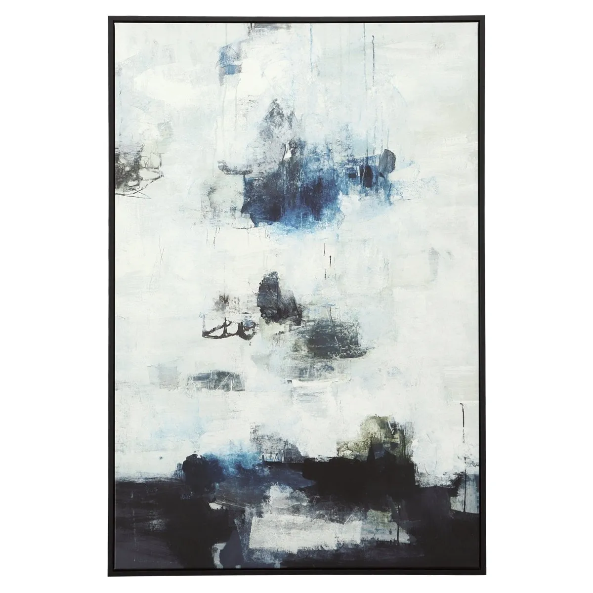 Black And Blue Framed Abstract Art