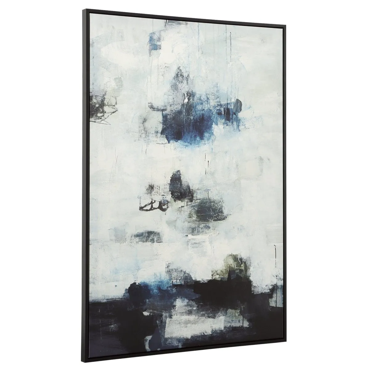 Black And Blue Framed Abstract Art