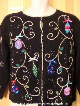 Black Festive Christmas Sweater with Bling Ornaments