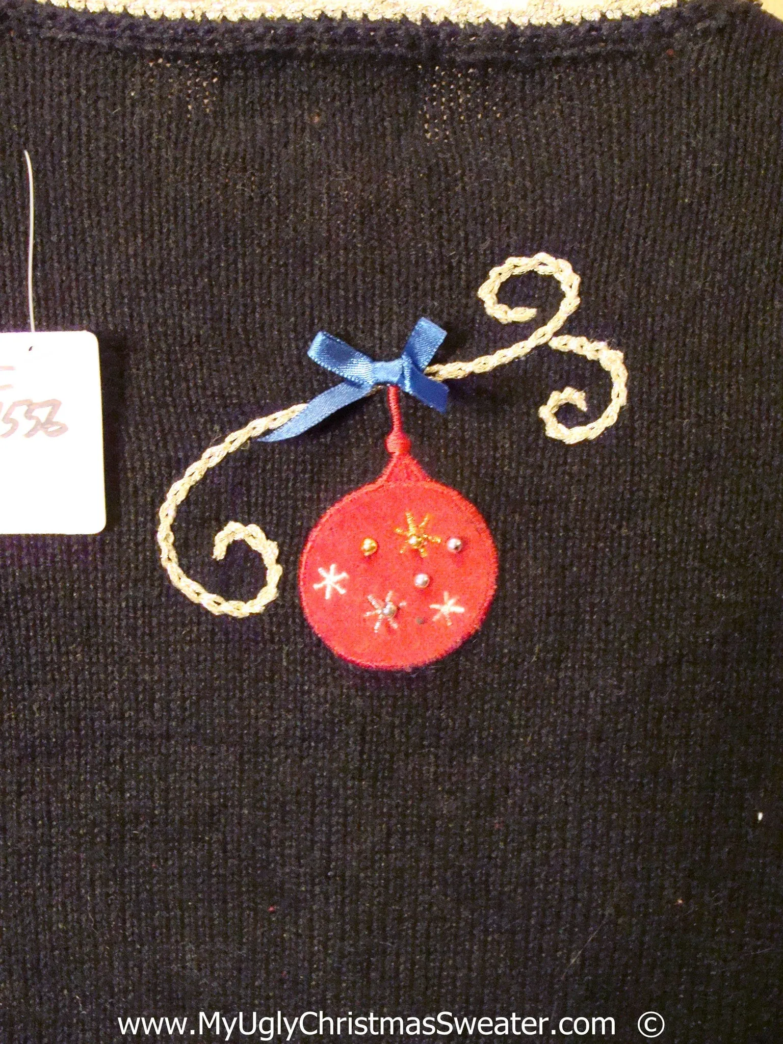 Black Festive Christmas Sweater with Bling Ornaments