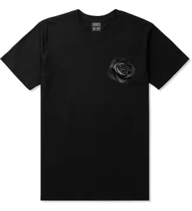 Black Noir Rose Flower Chest Logo T-Shirt