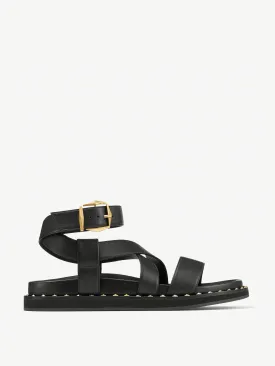 Blaise black leather flats