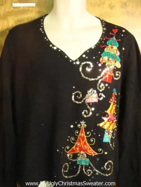 Bling Trees and Presents Ugly Christmas Sweater