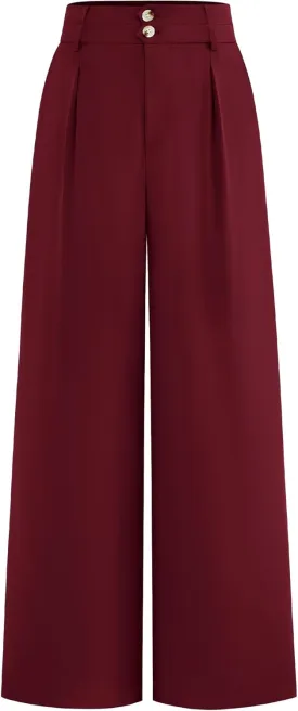 BTFBM Women Wide Leg Dress Pants 2025 High Waisted Button Pleated Business Casual Trousers Office Work Palazzo Pants