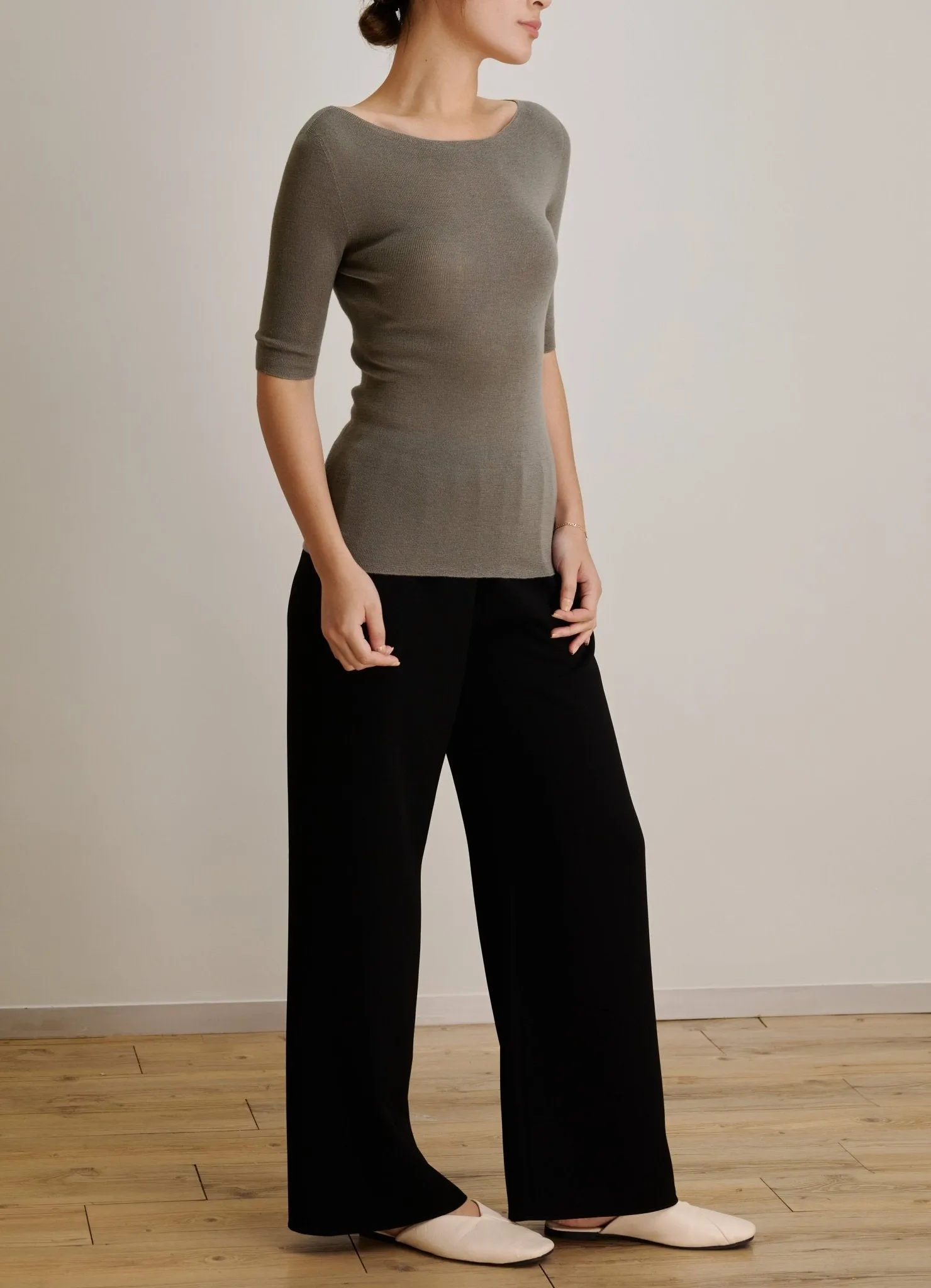 CADY wide-leg pants (Black)