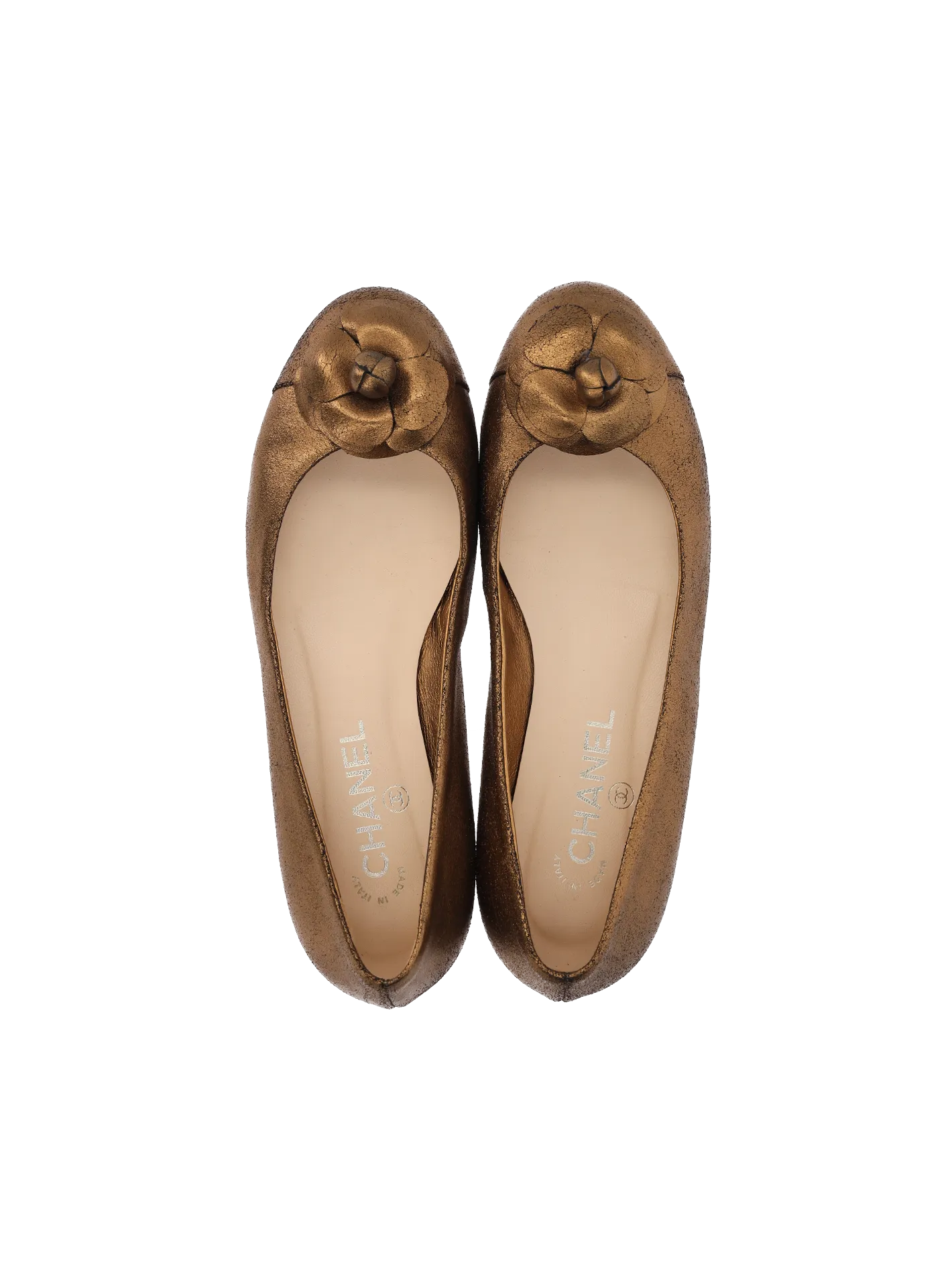 camellia-motif ballet flats
