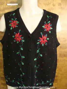 Cheap Poinsettia Themed Tacky Bad Christmas Sweater Vest