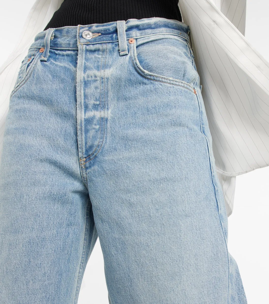 Citizens Of Humanity Ayla Mid Rise Wide Leg Cropped Jeans, Blue