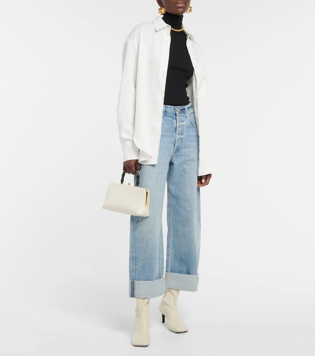 Citizens Of Humanity Ayla Mid Rise Wide Leg Cropped Jeans, Blue