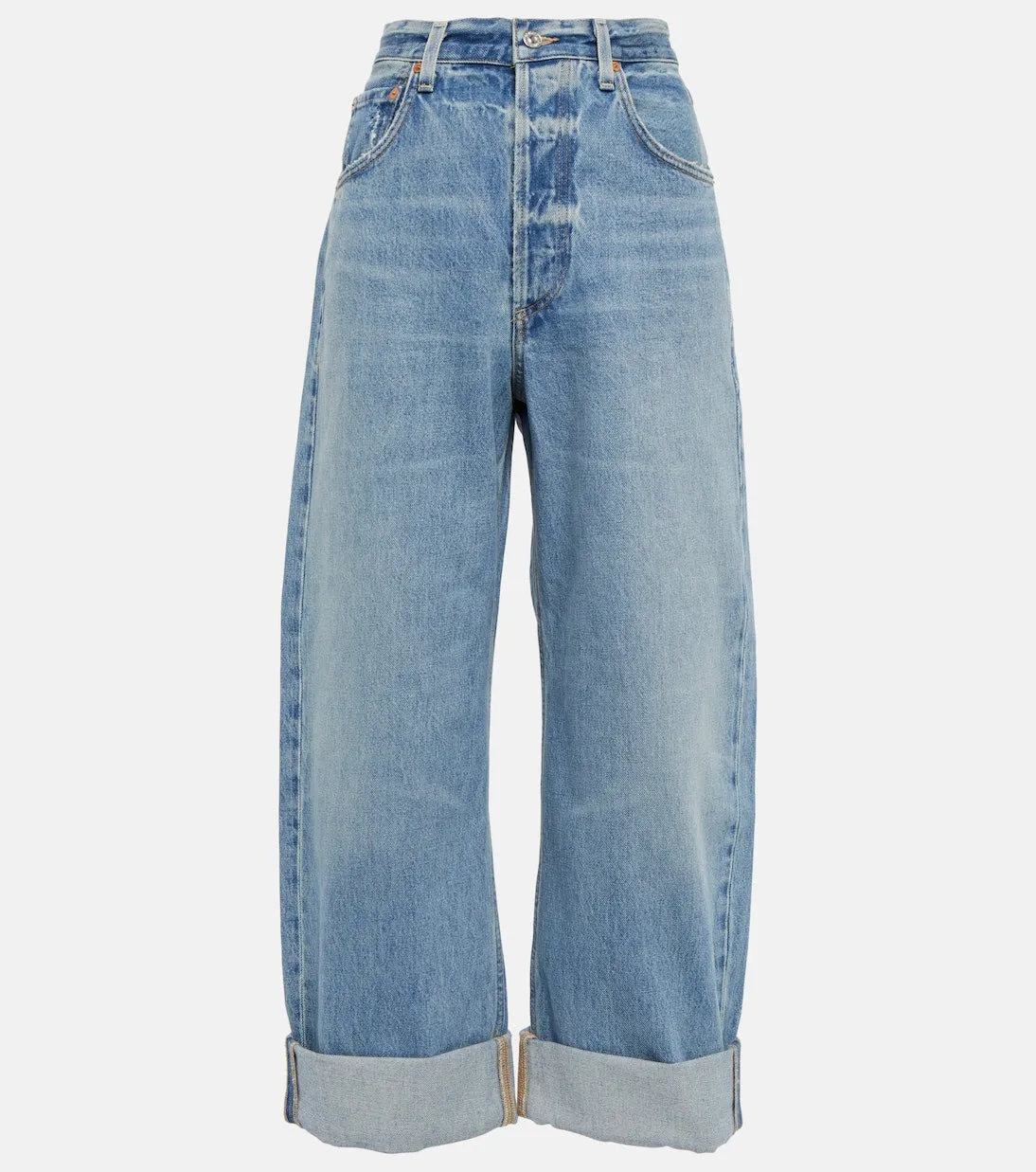 Citizens Of Humanity Ayla Mid Rise Wide Leg Cropped Jeans, Blue