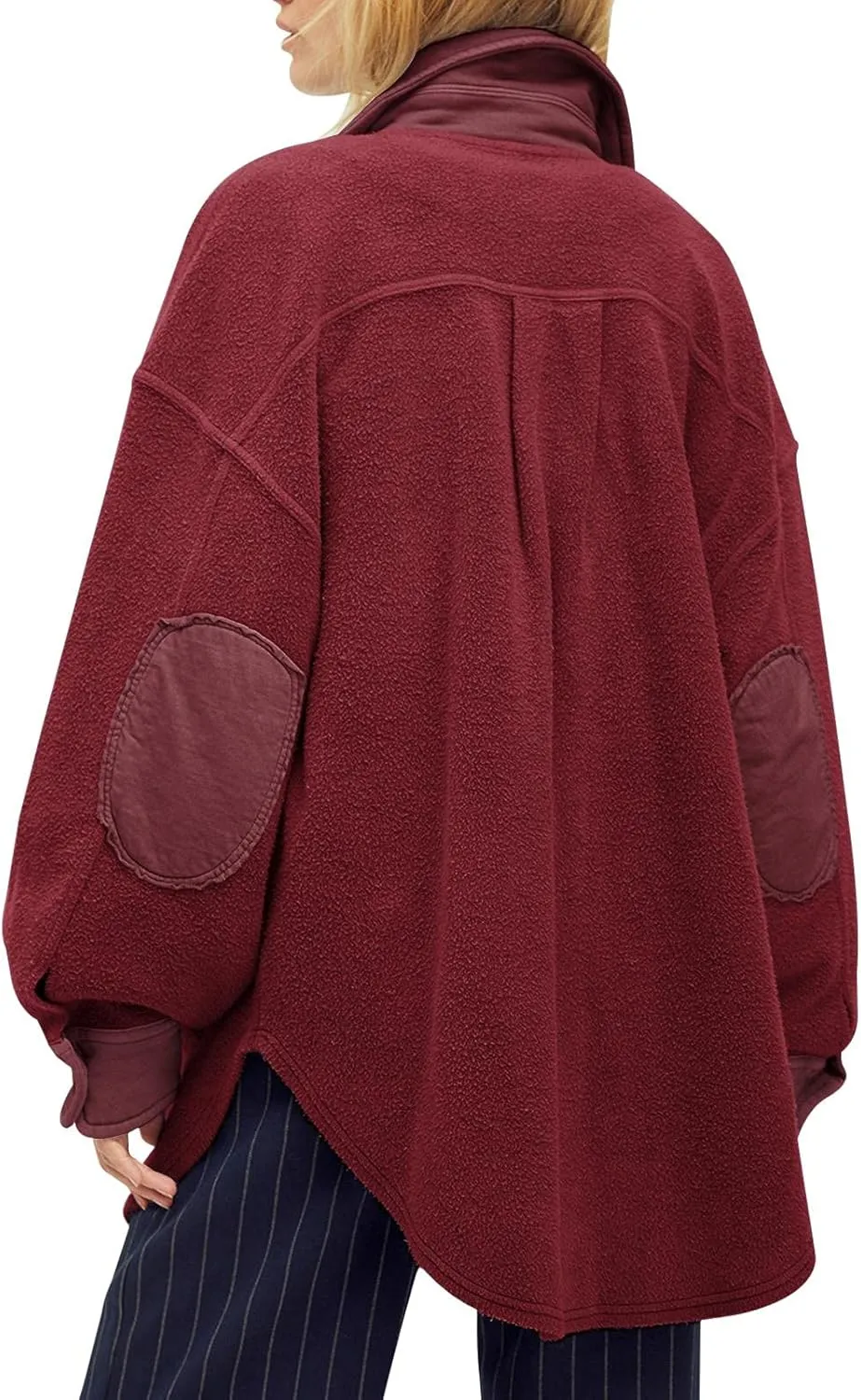 Fisoew Womens Oversized Long Sleeve Button Down Shirt Jacket Soft Comfy Casual Shacket Coats with Pockets