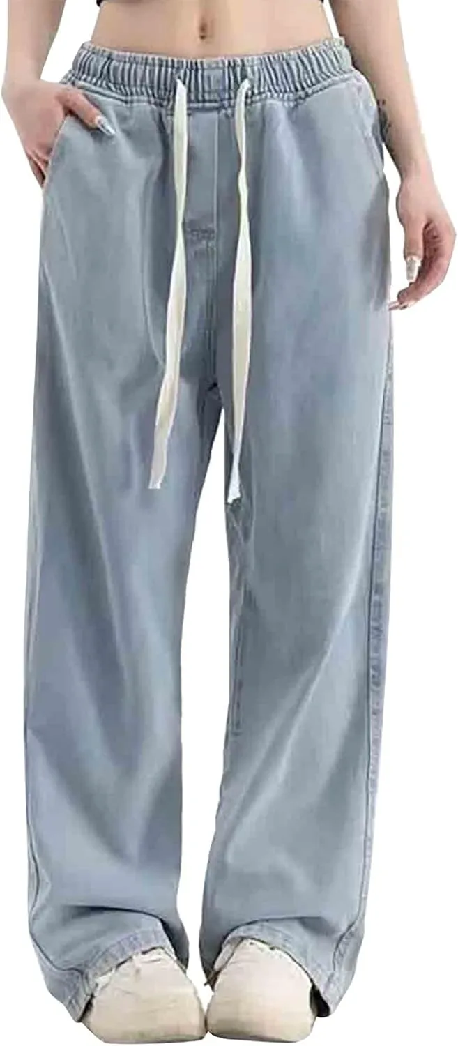 Flare Jeans for Women Flower Print 2025 Trendy Wide Leg Baggy Pants High Waisted Flared Denim Trouser Vintage Jeans
