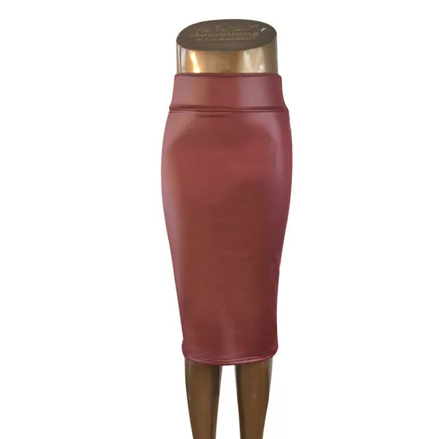 free shipping plus size high-waist faux leather pencil skirt black skirt 12 colors XS/S/M/L/XL