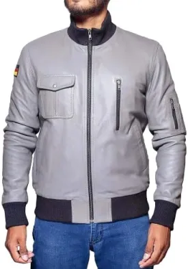 German Luftwaffe Gray Leather Flight Jacket  Heritage Aviation Style Reimagined