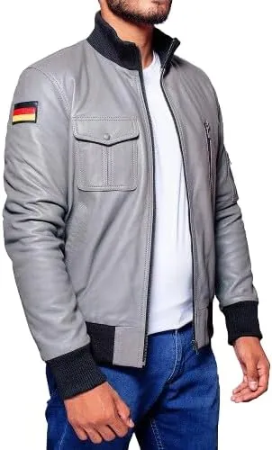 German Luftwaffe Gray Leather Flight Jacket  Heritage Aviation Style Reimagined