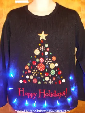 HAPPY HOLIDAYS Ugly Christmas Sweater with Lights