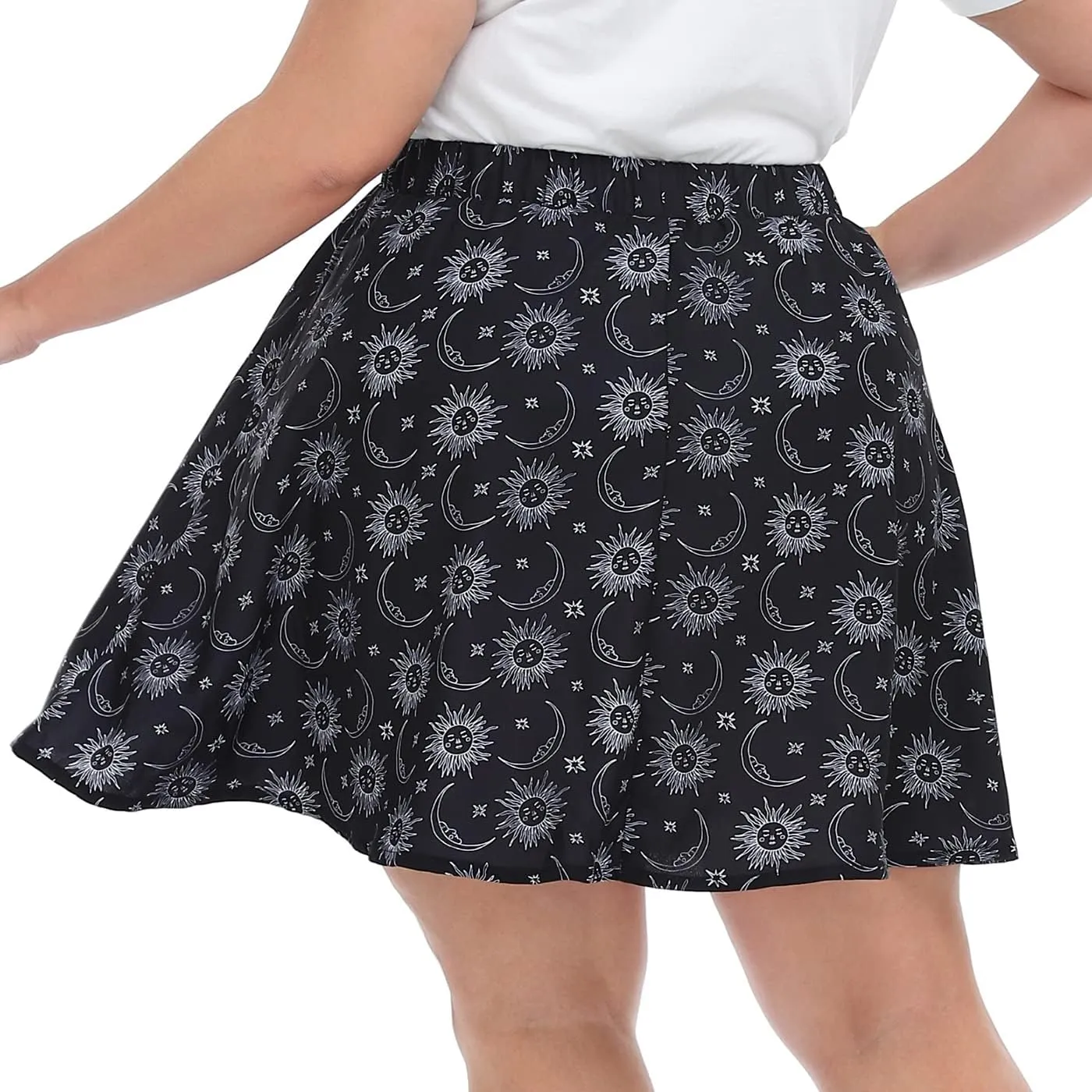 HDE Women's Plus Size Skater Skirt Elastic Waist Pleated Mini Circle Skirts