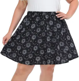 HDE Women's Plus Size Skater Skirt Elastic Waist Pleated Mini Circle Skirts