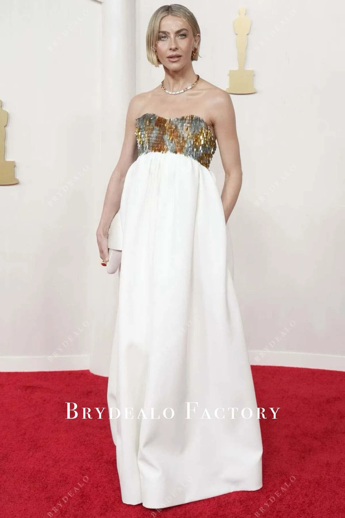 Julianne Hough 2024 Oscars Red Carpet Strapless Empire Dress