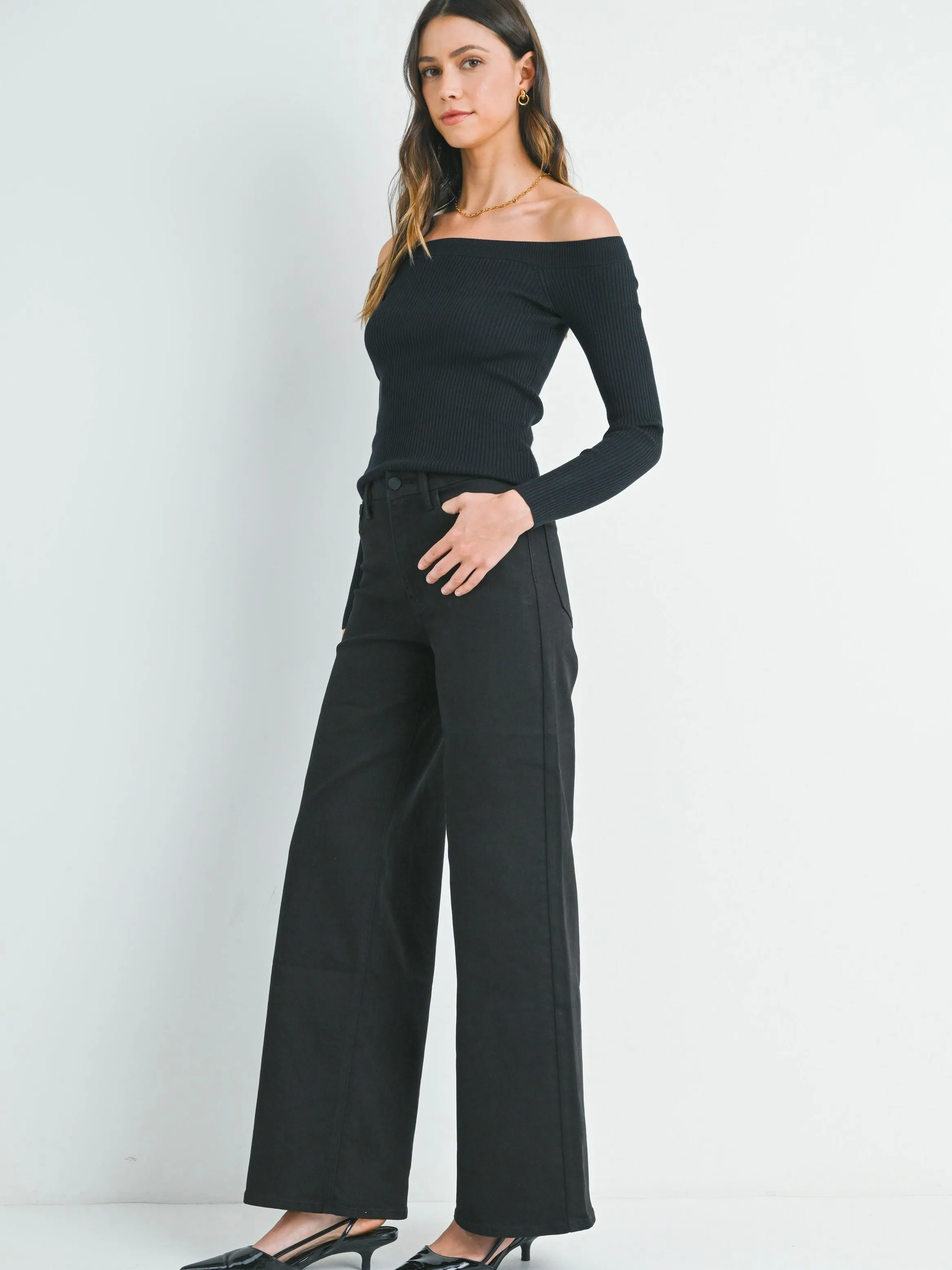 Just Black Denim : Palazzo Wide Leg Jean