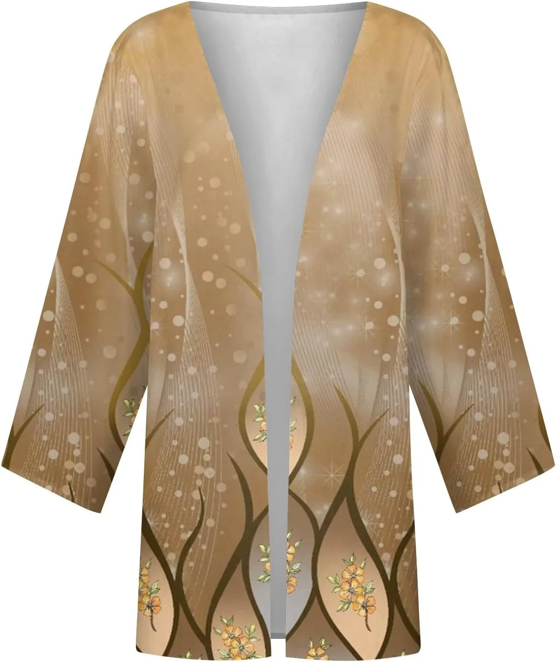 Kimonos for Women Plus Size Lightweight Floral Printed Tops Dressy Casual 3/4 Sleeve Summer Cardigan