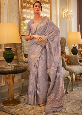 Light Purple Handloom Woven Silk Saree with Sequins work