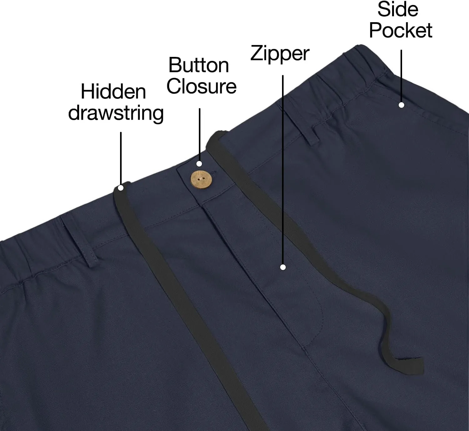 Men's Cotton Linen Shorts Casual Button Elastic Waist Summer Beach Vacation Shorts with Multi-Pocket