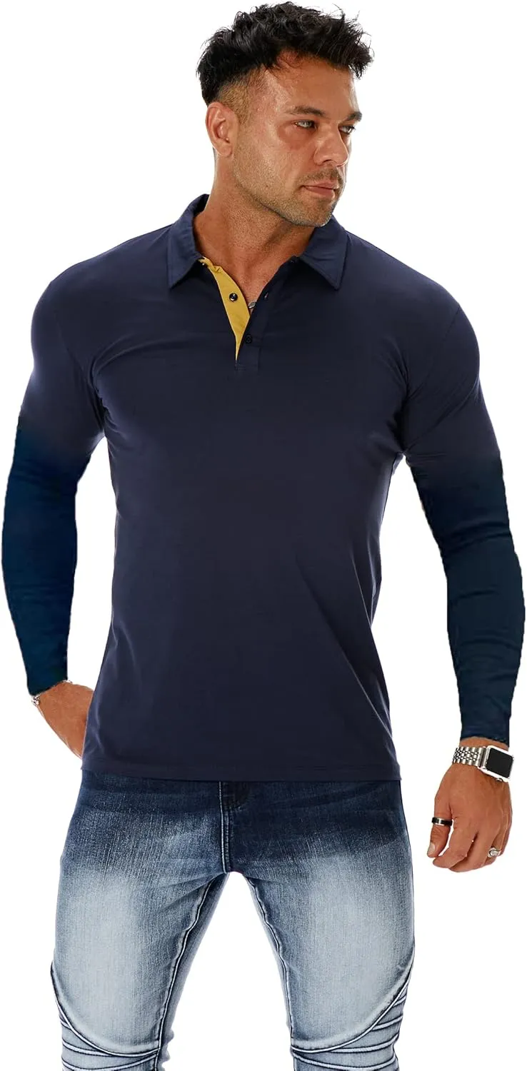 Men's Short & Long Sleeve Solid Polo Shirt Slim Fit Casual Basic Design