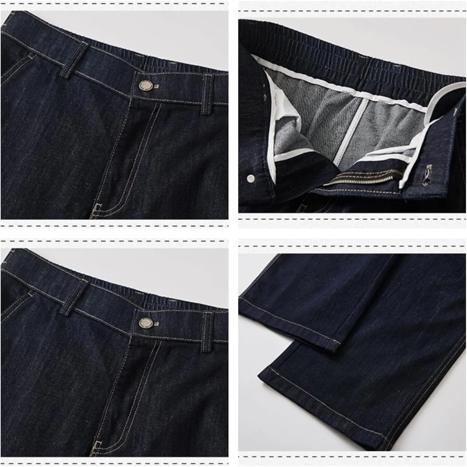 Men's Straight Jeans Casual Loose Wide Leg Vintage Fashion Relaxed Long Denim Pants with Pockets