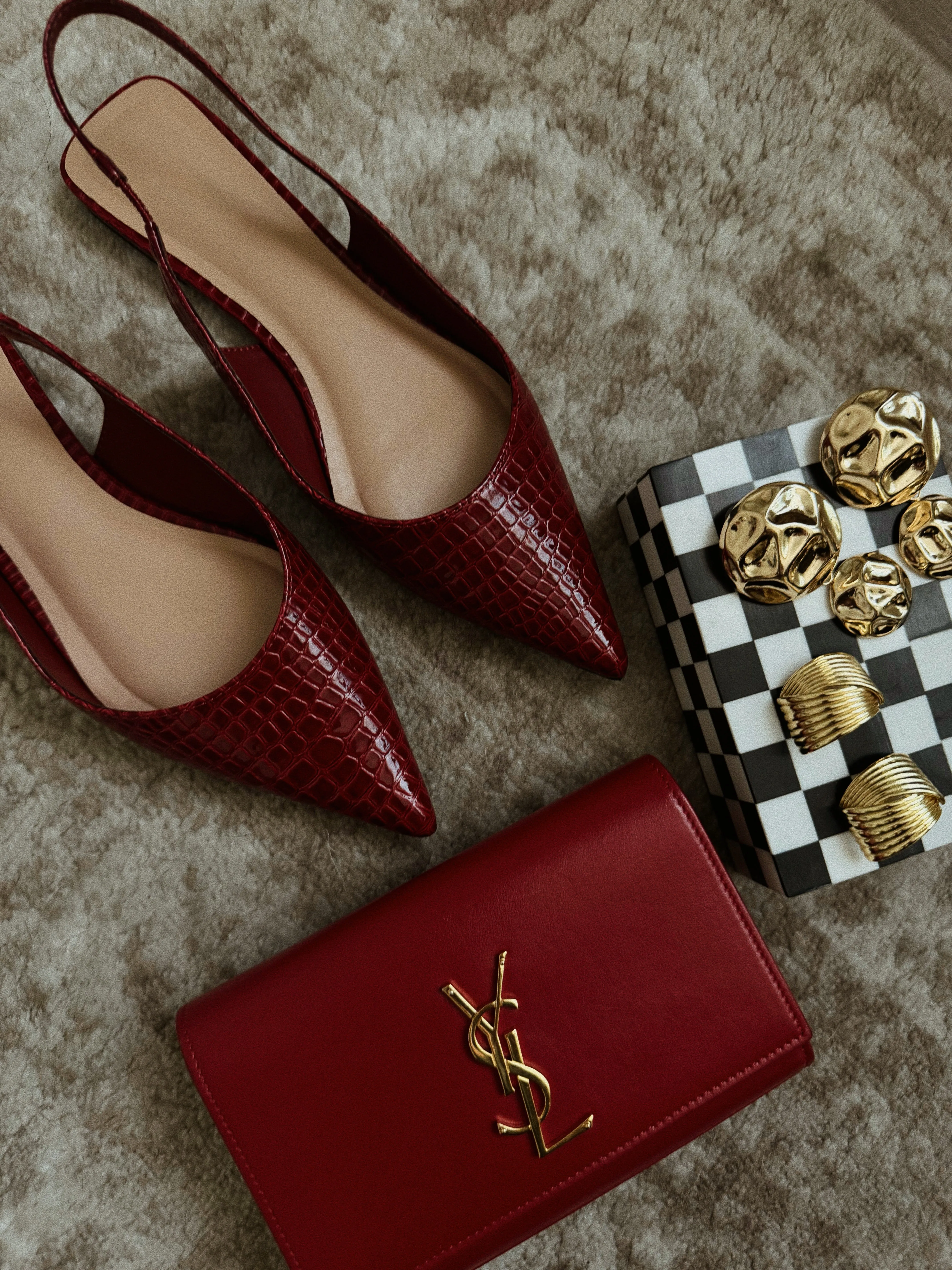 Mila Pointed Toe Flats - Cherry Croc