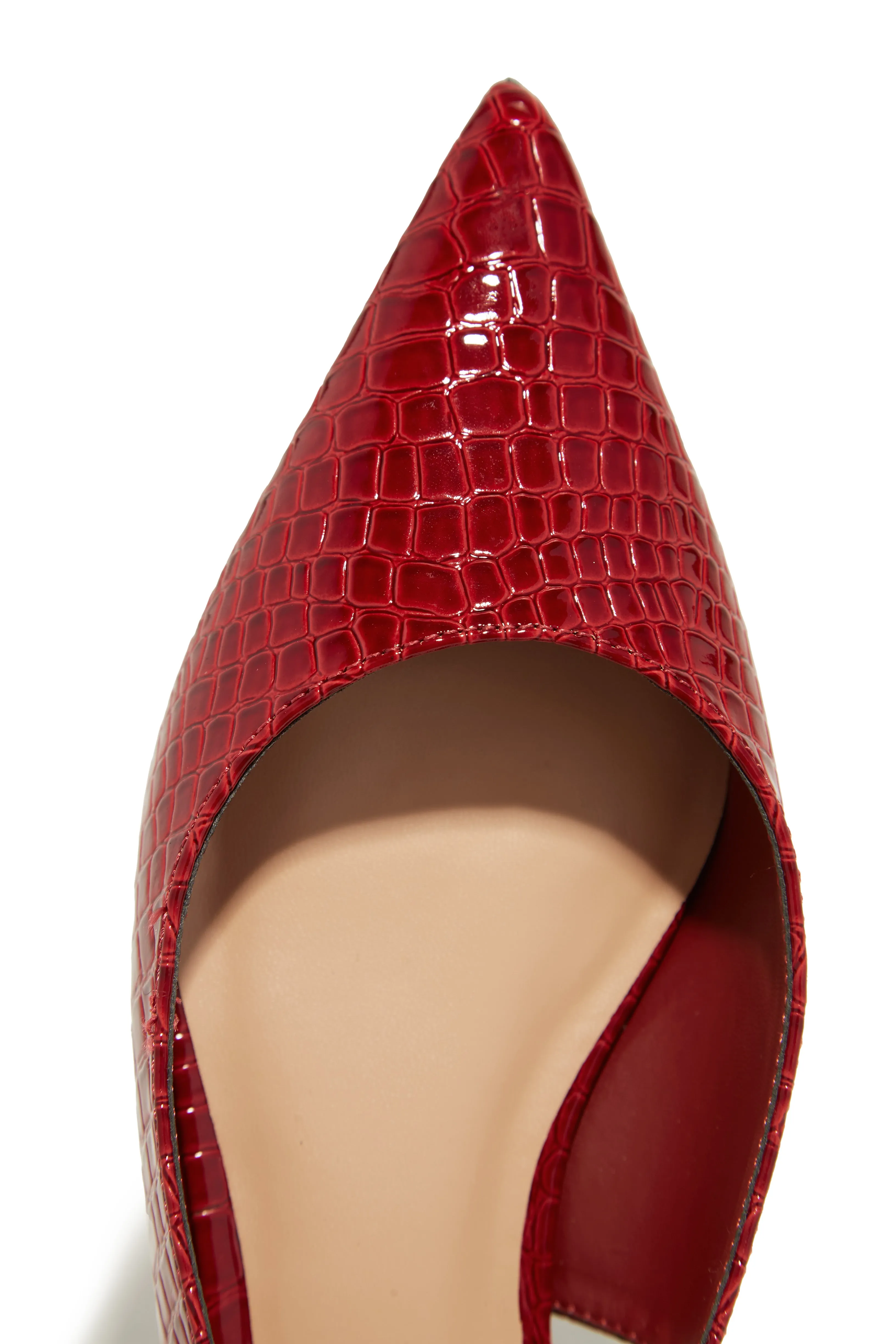 Mila Pointed Toe Flats - Cherry Croc