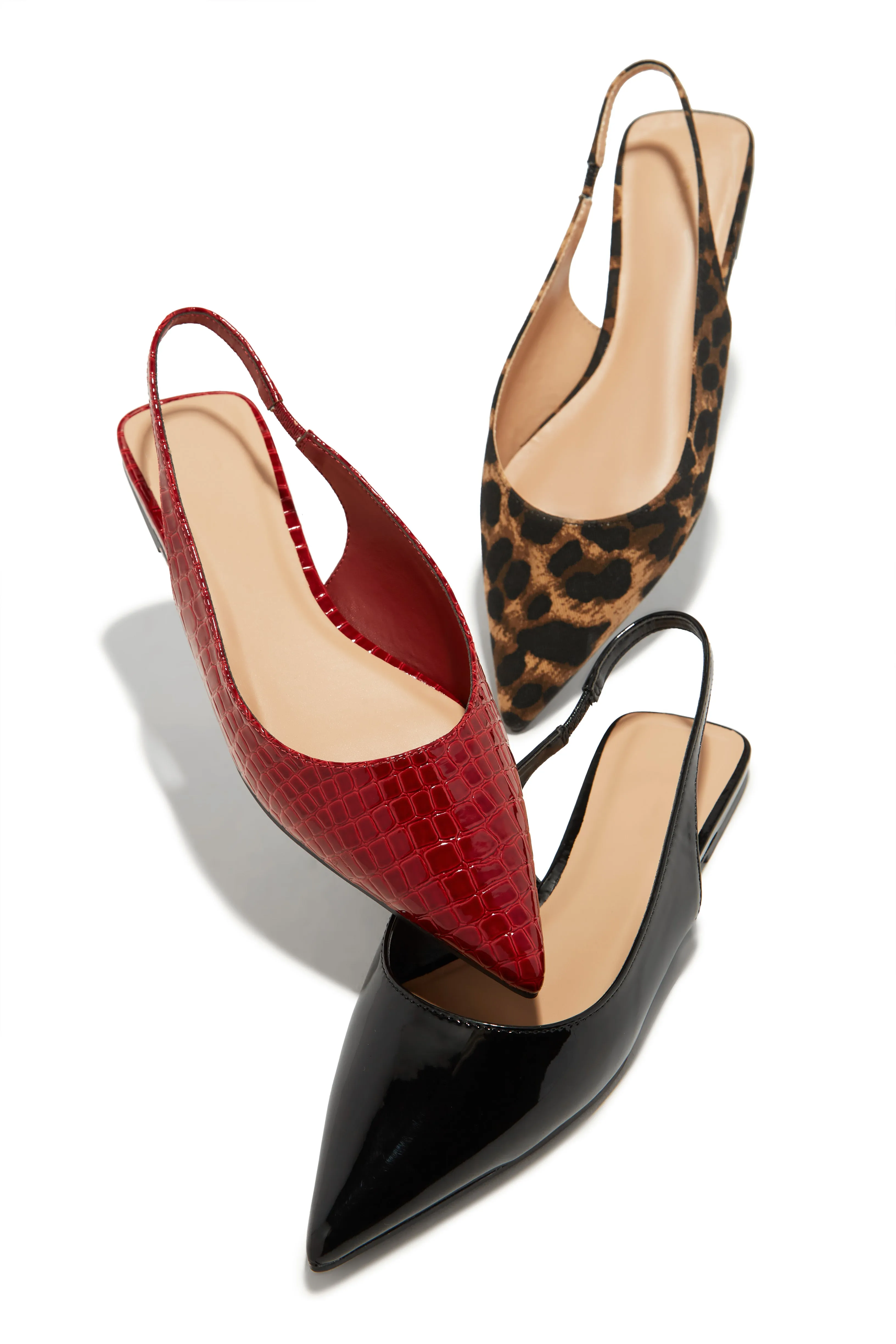 Mila Pointed Toe Flats - Cherry Croc