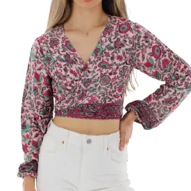 Natalia' Cropped w/ Front Knot Blouse