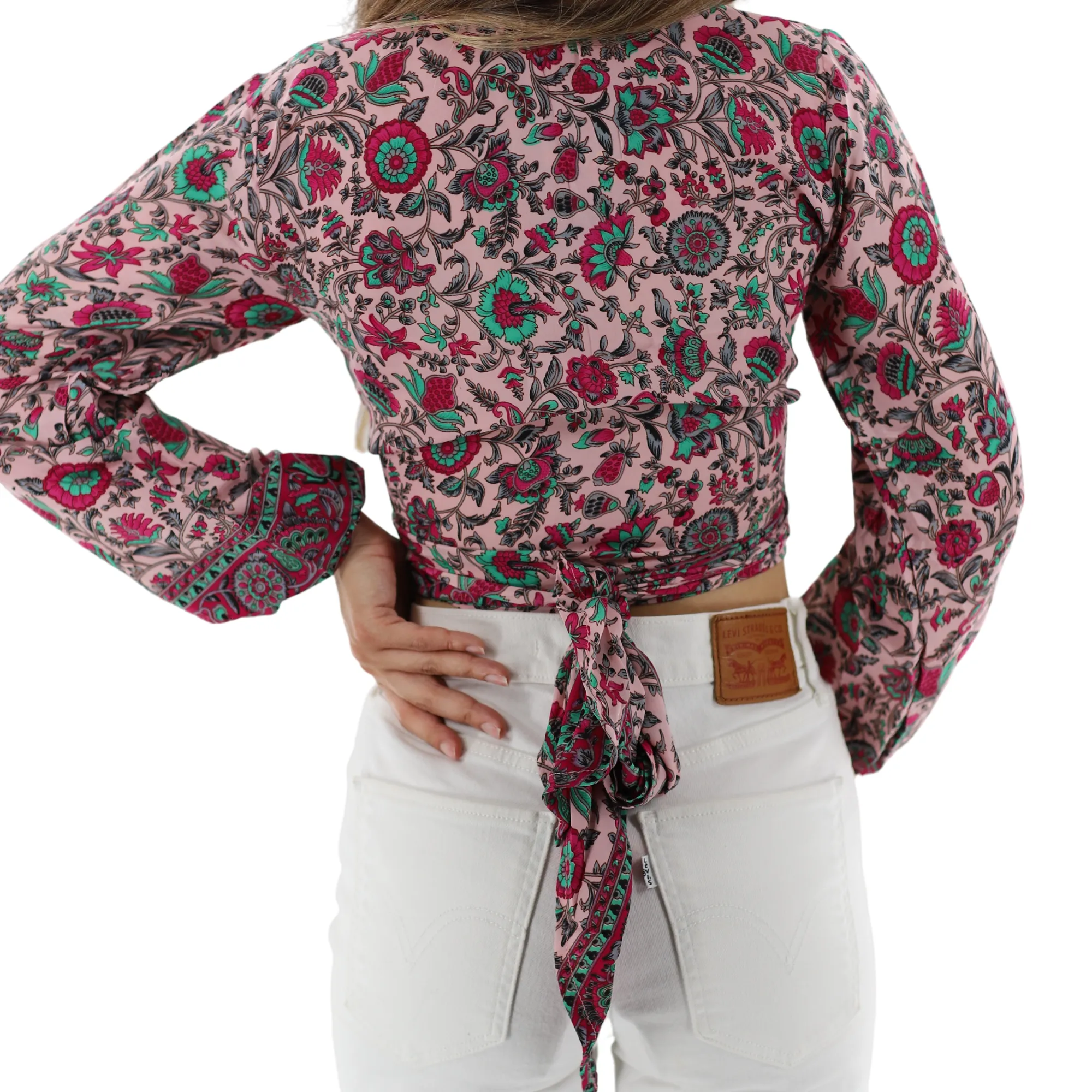 Natalia' Cropped w/ Front Knot Blouse