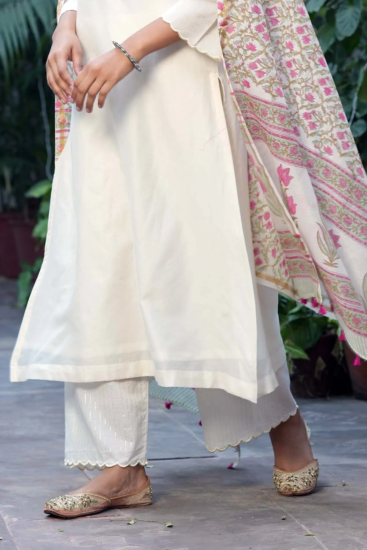 Off-White Straight Pant In Lurex Cotton Fabric