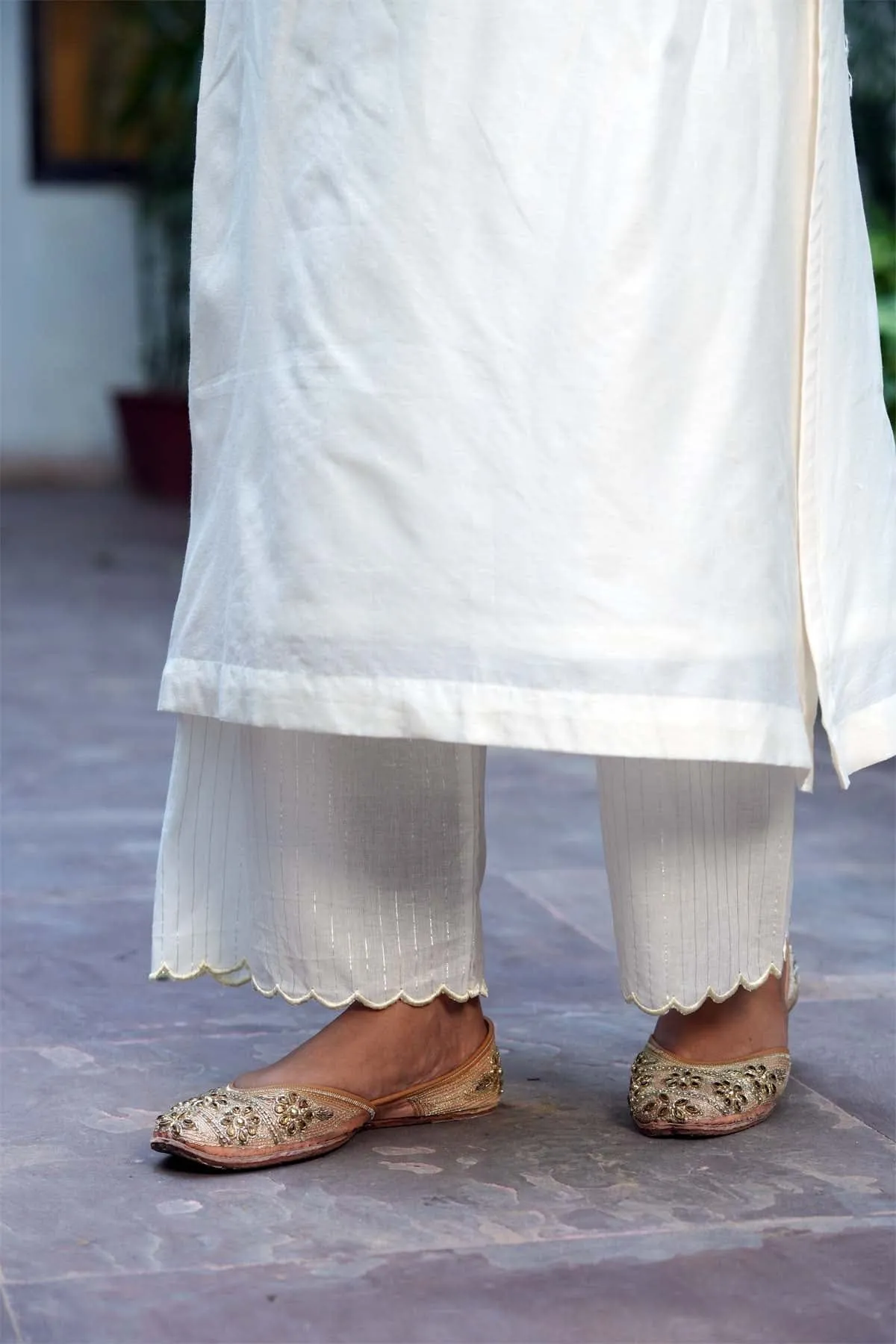 Off-White Straight Pant In Lurex Cotton Fabric