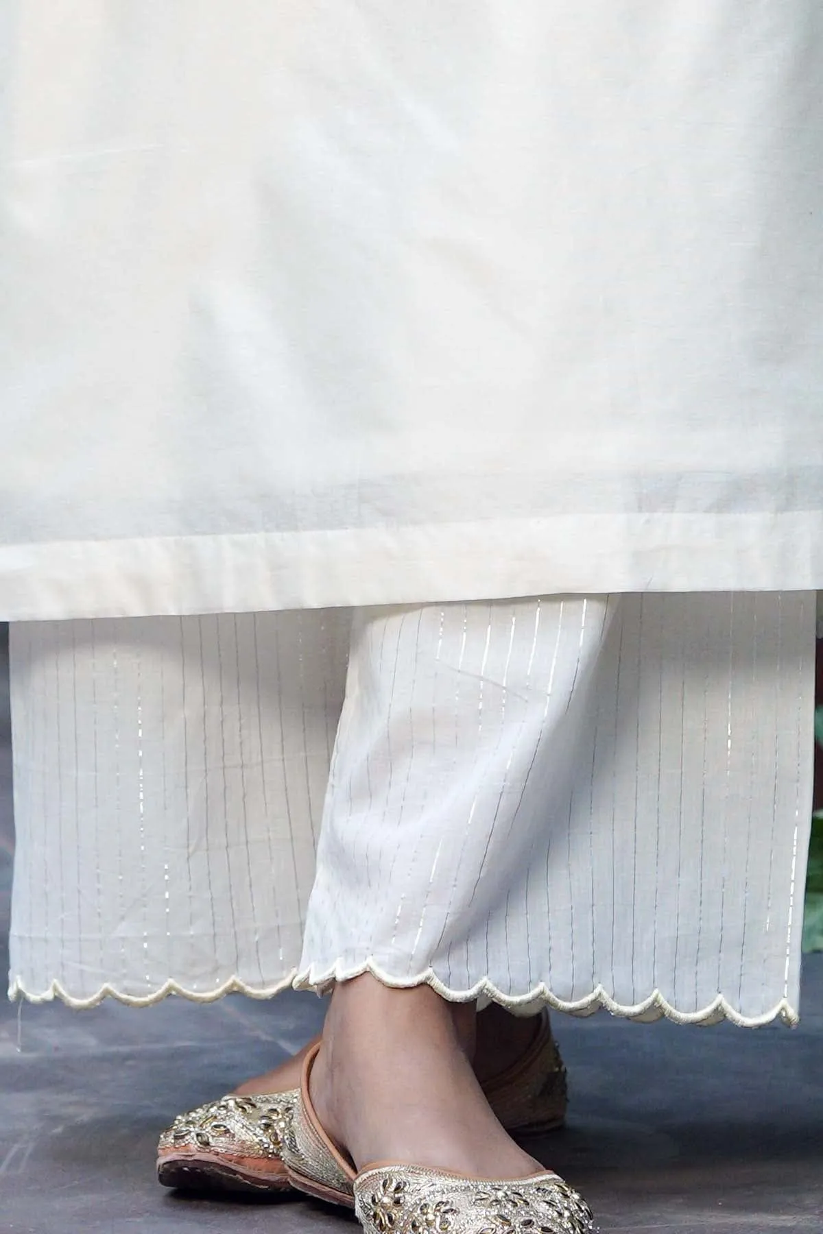Off-White Straight Pant In Lurex Cotton Fabric