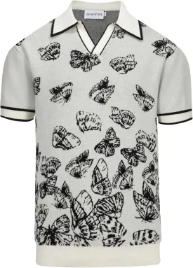 OXKNIT Men's Short-Sleeved Knit Polo with Butterfly Casual Gray Shirt for Summer Sport Work Golf