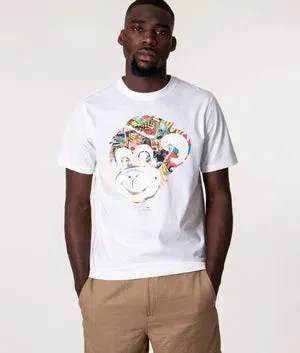 PAUL SMITH Tshirt Reg Fit SS Monkey Comic - White