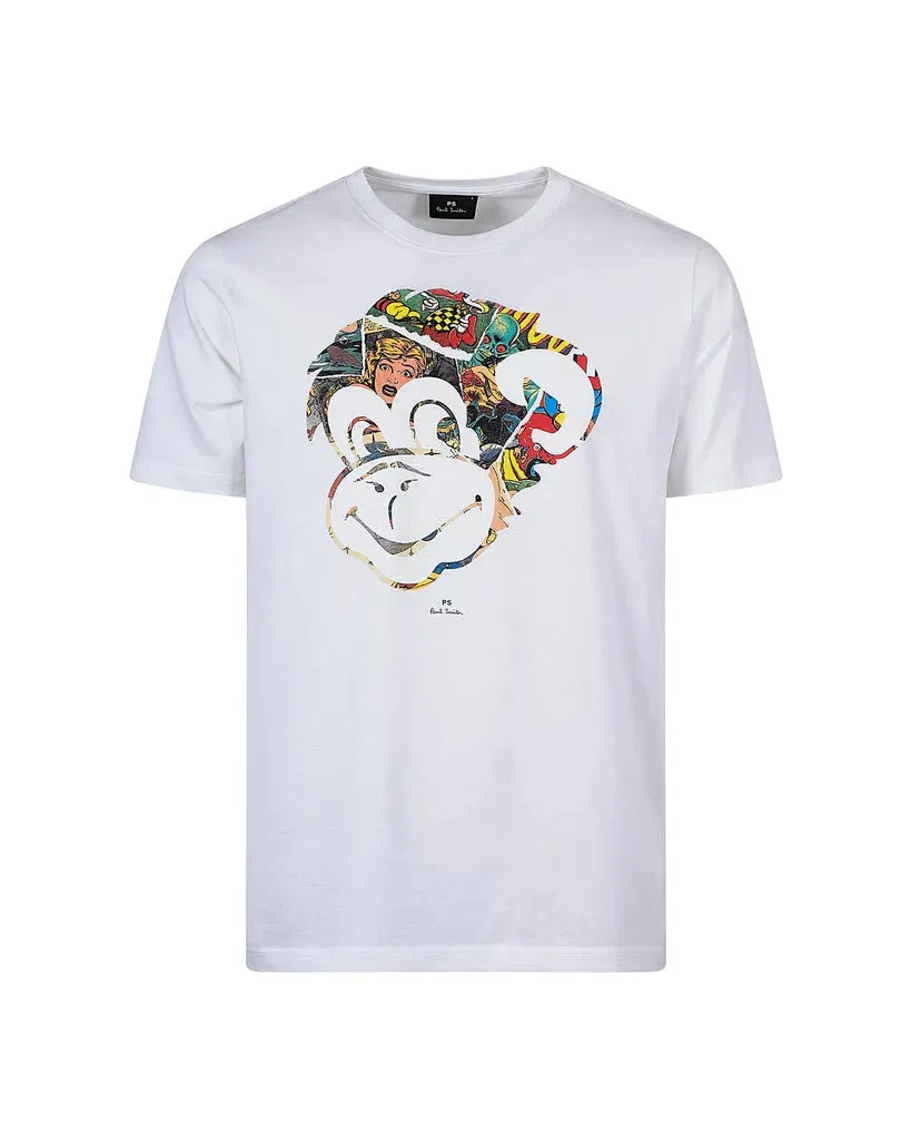 PAUL SMITH Tshirt Reg Fit SS Monkey Comic - White