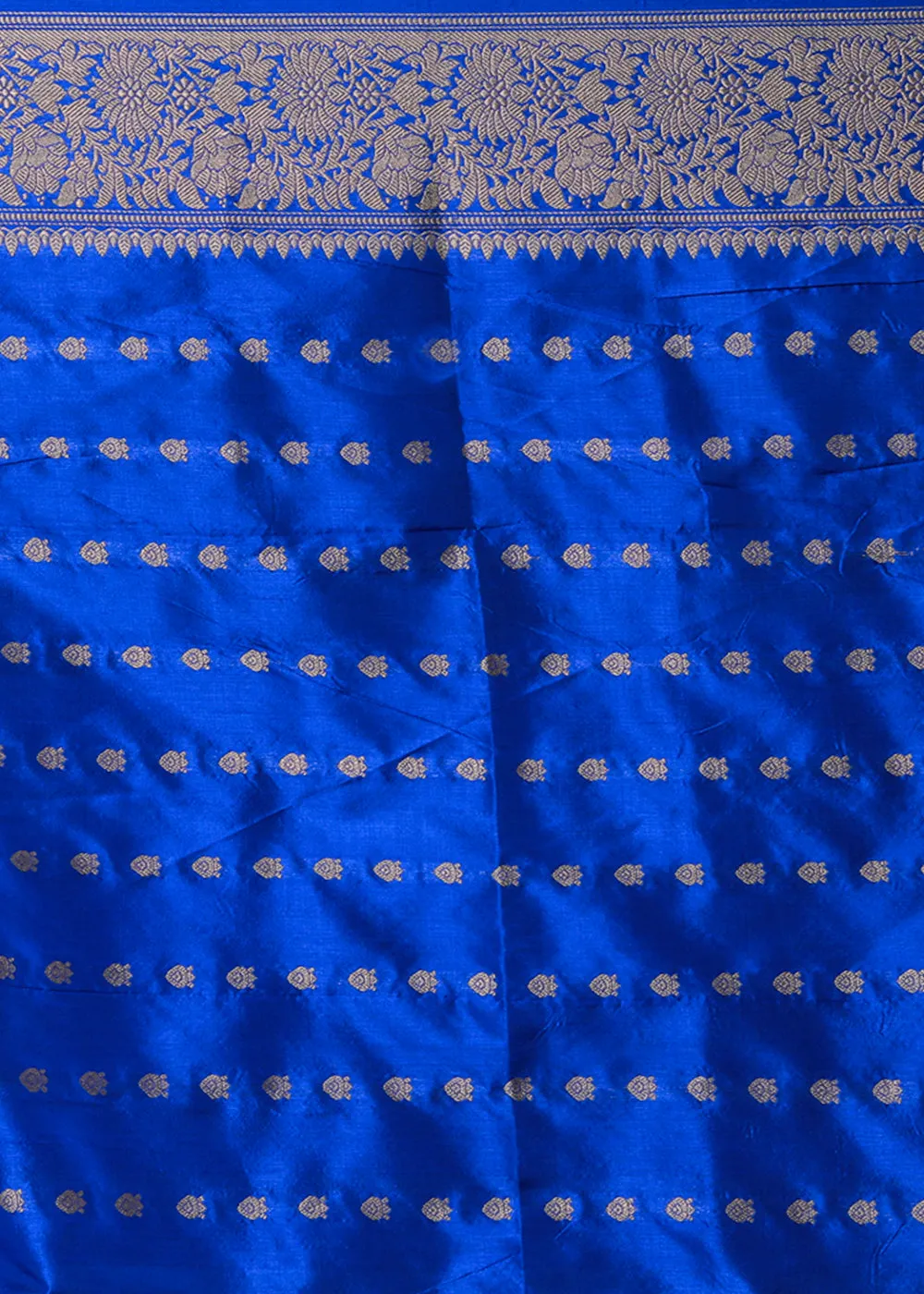 Peacock Blue Hand Woven Pure Katan Silk Saree