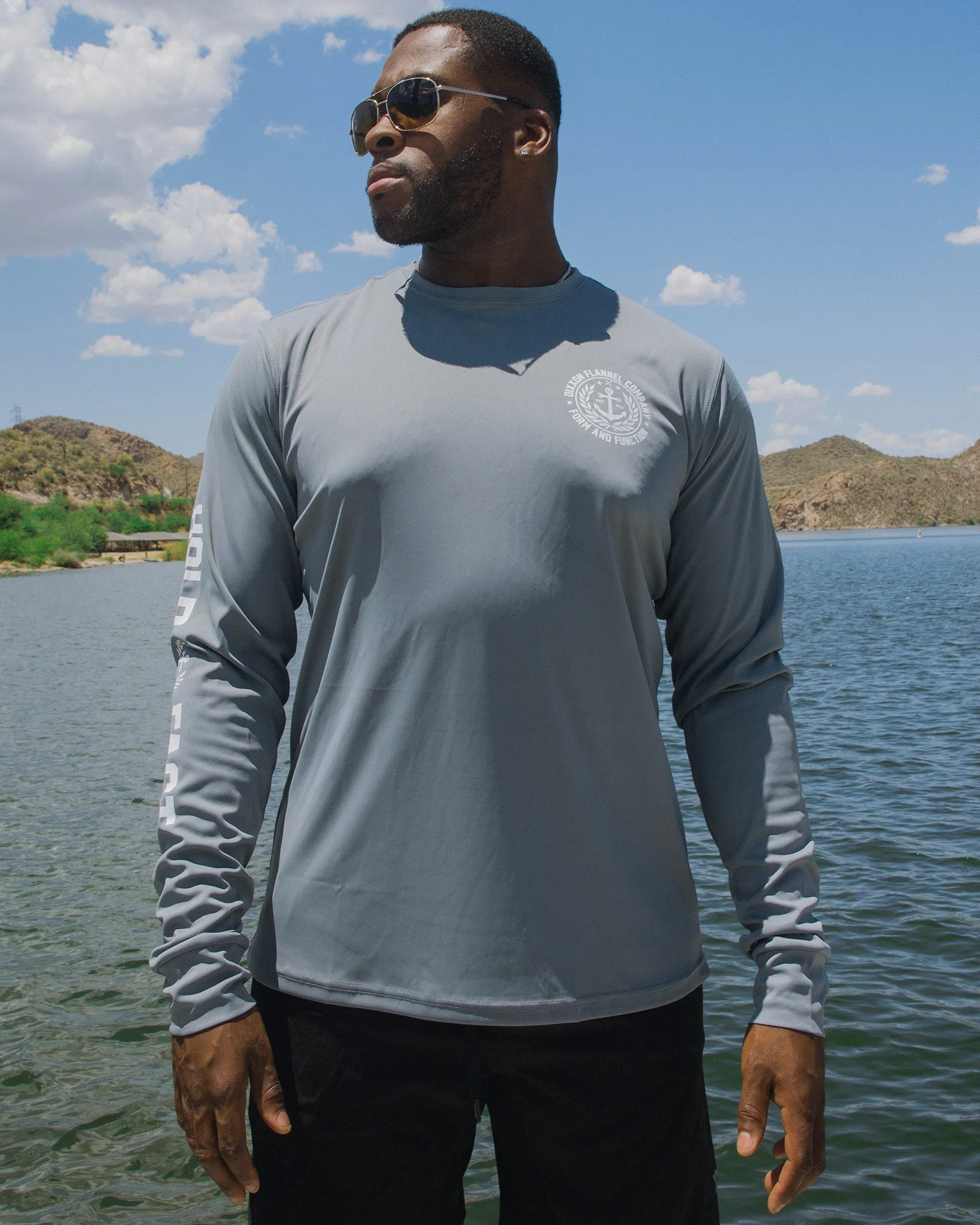 Salty Crest UV Long Sleeve T-Shirt - Gray