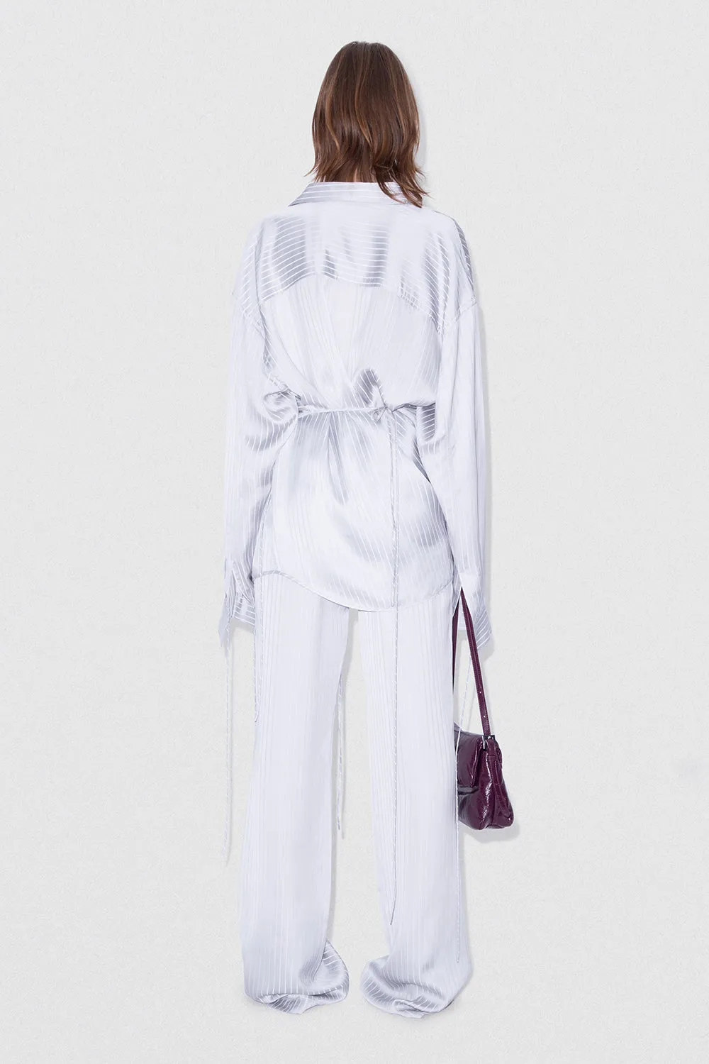 Satin Pin Stripe Trouser Grey And White Viscose Blend